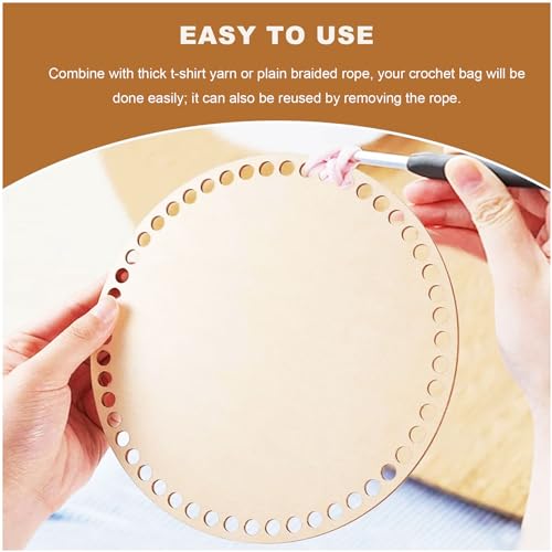 Image of 5 PCS Wooden Crochet Bag Bottom, Circle Wooden Basket Bottom Wooden Base Shaper Blank Crochet Base for DIY Basket Craft Weaving Making Supplies