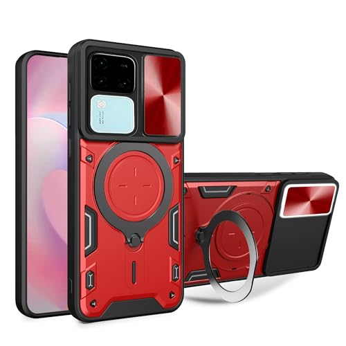 Lucyliy Compatible with vivo V30/vivo V30 Pro Phone Case Cover [with Tempered Glass Screen Protector] red