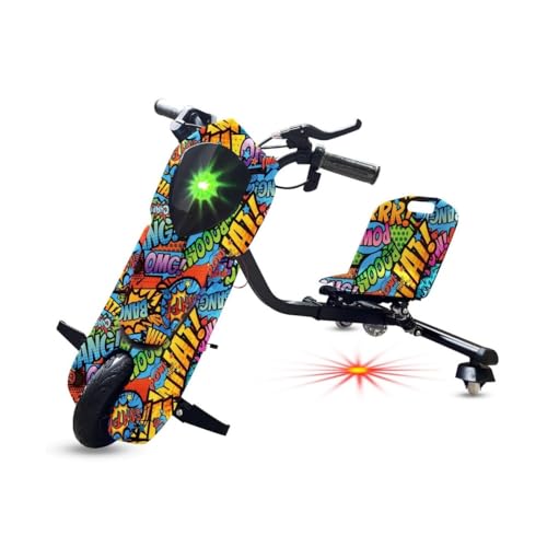 Crazy Drift Trike Trike Trike 36 V pour enfant, vert, coloré, jusqu'à 65 kg