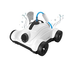 WYBOT Poolroboter – Poolsauger Selbstreinigend, leistungsstarke Saugleistung, Doppelmotoren, 3-Stunden-Timer,180μm Präzisionsfilter,Ideal für Pools mit Flachem Boden (weiß)