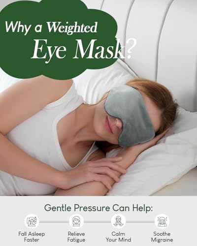 Sivio Weighted Eye Mask for Sleeping, Cooling & Cozy Reversible Blackout Sleep Mask for Women & Men, Microwave Freezable Heavy Blindfold for Migraine, Travel, Meditation, 0.55lbs, Grey - Image 4