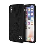CG Mobile Mercedes Benz Genuine Leather Case for iPhone X and iPhone Xs Hard Cell Phone Cover Black Easy Snap-on Shock Absorption Cover Officially Licensed.