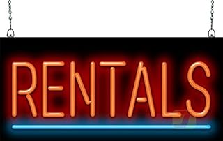 Rentals Neon Sign - Compact Size - 24" wide x 11" high - Real, Quality Hand Bent Neon Sign - Red Letters with a Blue Underline