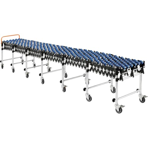 Global Industrial 6\'2\" to 24\'8\" Portable Flexible & Expandable Conveyor - Nylon Skate Wheels - 175 Lbs. Per Foot