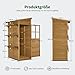 M MCombo Gartenschrank Gartenhaus Holz Wetterfest, Outdoor Schrank Wetterfest, Geräteschuppen Begehbar, für Außenbereich Balkon & Terrasse, Gerätehaus mit 3 Feste Regale, 120×86×201 cm, 1753 (Natur)