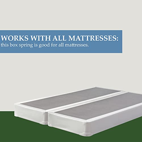 Spring Solution Wood Fully Assembled Traditional Box Spring/Foundation For Mattress, Full, White #TOP1