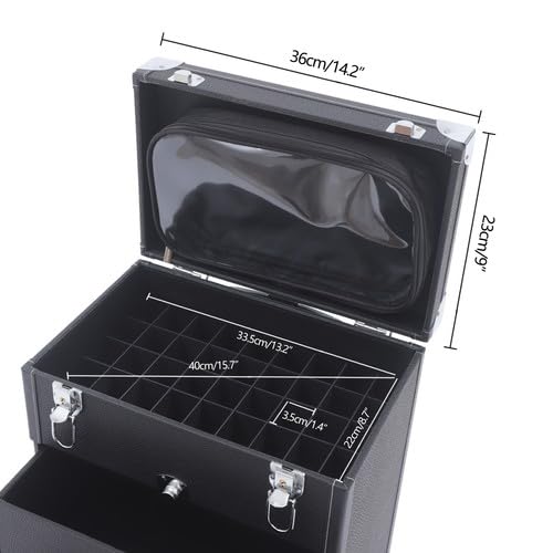 3 Ebenen Rolling Makeup Train Case Kosmetikkoffer Schminkkoffer Kosmetikkoffer Hartschale Schminkkoffer Damen Beauty Case mit Teleskopgriff und Rollen mit Bremsen, Rechteckig, für Make-up-Künstler