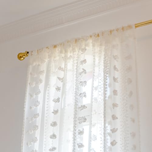 Cortinas transparentes blancas de poliester premium con caida elegante de 132x160 2