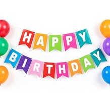 Rainbow Happy Birthday Banner Colorful Birthday Flag Bunting for Party Backdrop Decor, Happy Birthday Sign Party Supplies for Women Kids Baby Shower Hanging Decor