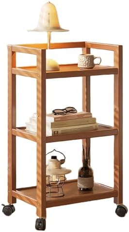3-Tier Rolling Storage Cart on Wheels, Wooden Coffee Cart for Kitchen, Living Room & Bedroom, Versatile Utility Island (11.8"x13.8"x32.3") - Organize & Beautify Your Space!