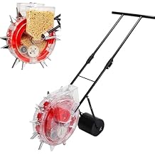 Manual Seeder Planter, Hand Push Garden Roller Seeder, Row Planter Fertilizer Applicator, Precise Seeding Machine for Corn Soy Peanut Cotton Soybean10 Nozzles