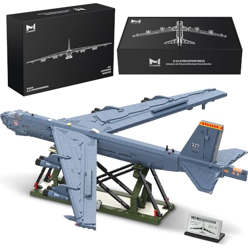 MISINI M8028 1:50 B-52H Stratofortress Bomber Building Blocks Set, Large MOC Military Aircraft Model with Stand, Collectible Display Fighter Gift for Military Fans and Adults-5196 Pieces