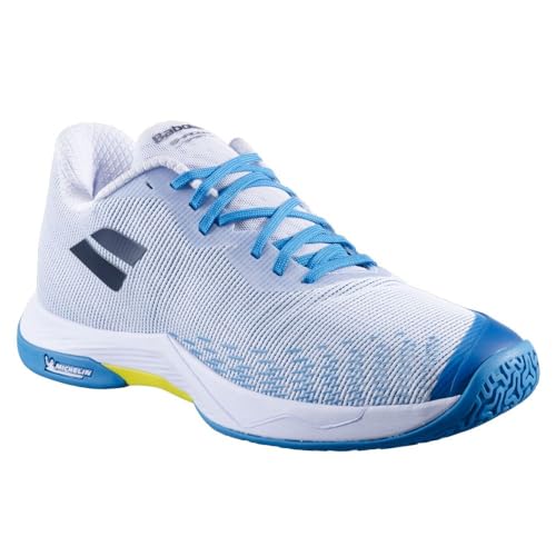 Image of Babolat Shadow Spirit 2 Badminton Shoes | Non-Marking Indoor Court Shoes | High Grip & Lightweight | Breathable & Cushioned | White /Algier Blue