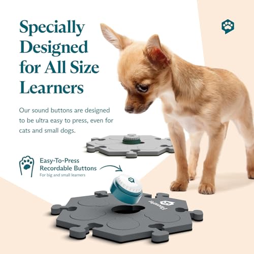 Image of FluentPet Speak Up! Get Started Kit with Clearer Upward-Facing Sound - 6 Recordable Buttons for Dogs & 3 Grey HexTiles | Dog & Cat Communication Buttons Set | with Batteries
