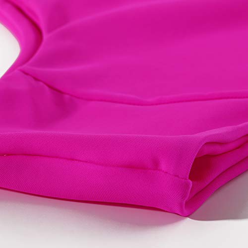 Mooslover Women One Shoulder High Waisted Bikini Tie High Cut Two Piece Swimsuits(M,Rose Red) #TOP6