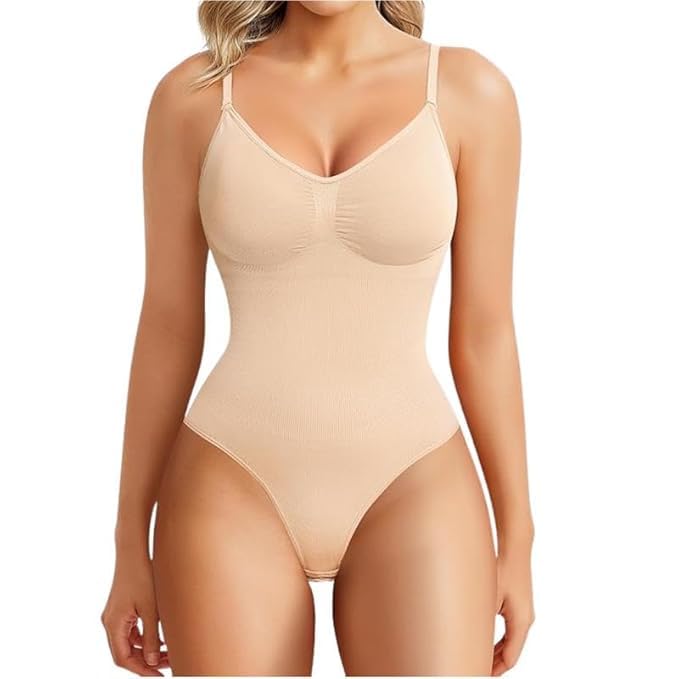 Women’s Seamless Stretchable Bodysuit Shapewear Tummy Control Full Body Shaper Steel Free Tank Top Scoop Neck Thong Body Shaper for Bodycon Dress Saree Formal Wear-image-37