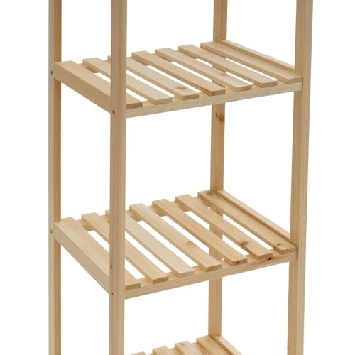Miniatura 6 de Estantería Con 5 Baldas De Madera De Abeto Natural 35x30x130 Cm, Estante Decorativo Para Almacenaje En Bano, Cocina, Salón, Dormitorio, Estilo Rústico Y Moderno