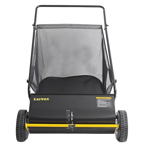 Push Lawn Sweeper, 26-Inch Width, 7 Cu. Ft. Hopper Capacity, 4 Spinning Brushes, Adjustable Height, Durable Steel Frame  - Additional View