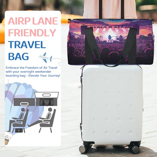 Happy Music Festival Sports Duffle Bag for Women Men Waterproof Overnight Weekender Bag with Adjustable Strap Travel Tote Bags for Beach Yoga Work Dance Swim3