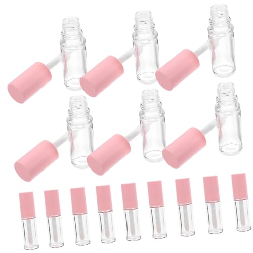 FOMIYES 15�� 10ml���[�W���b�v�u���V �l�ߑւ��\�Ȏ��������`���[�u �l�ߑւ��\�ȃ��b�v�O���X�`���[�u ���b�v�O���[�Y�{�g�� �ۑ��e�� �N���A���b�v�O���X ���F �y�b�g �s���N