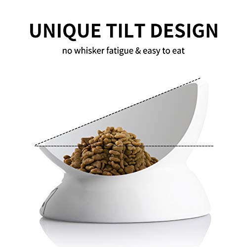 Sweejar Ceramic Raised Cat Bowls, Slanted Cat Dish Food or Water Bowls, Elevated Porcelain Pet Feeder Bowl Protect Cat's Spine, Stress Free, Backflow Prevention (White) - Image 6
