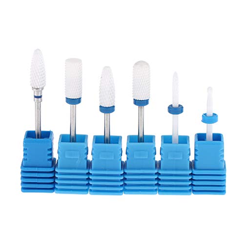 gazechimp Brocas De Unhas De Cerâmica Set 6pcs Arquivo De Unhas De Cutícula Bit Manicure
