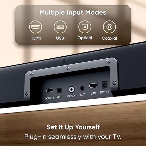 Image of Mivi Fort H880 Soundbar [], 880W Dolby Audio, 5.2 Channel with Dual Subwoofers, 3 Built-in + 2 Satellite Speakers, Multiple EQ /Input Modes, Home Theatre 5.2, Made in India Sound Bar