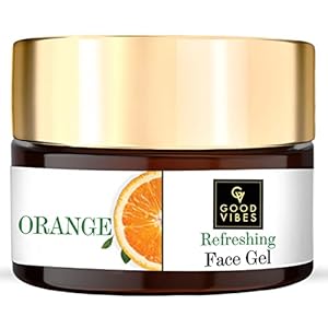 Good Vibes Orange Refreshing Face Gel 100 g, Skin Brightening Hydrating Non Greasy Moisturizing Light Weight Nourishing Formula for All Skin Types, Natural, No Parabens & Sulphates, No Animal Testing