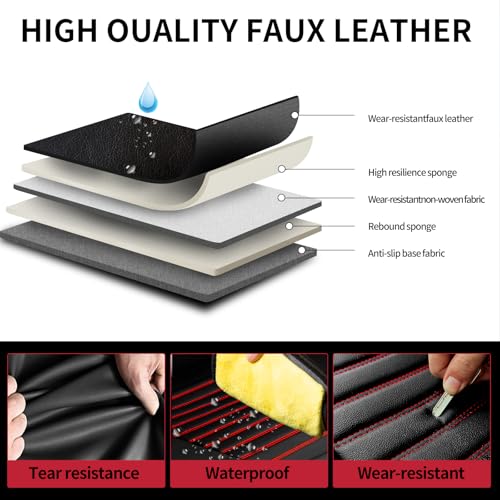 Image of Fit Crosstrek Car Seat Covers for Subaru Crosstrek 2016-2025 2026 - Upgraded Premium Waterproof & Breathable Leather, Airbag Compatible, All-Weather Seat Cushion Protector(2 Front /Black+Red)