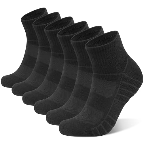 coskefy 6 Paar Socken Herren Damen Quarter Sportsocken Short Crew Socks Laufsocken Viertel Sneaker Socken 35-38 39-42 43-46