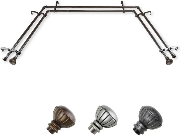 Adjustable Curtain Rods & Hardware Set - Telescoping Rods, Finials, Double Rod Option - Home Decor