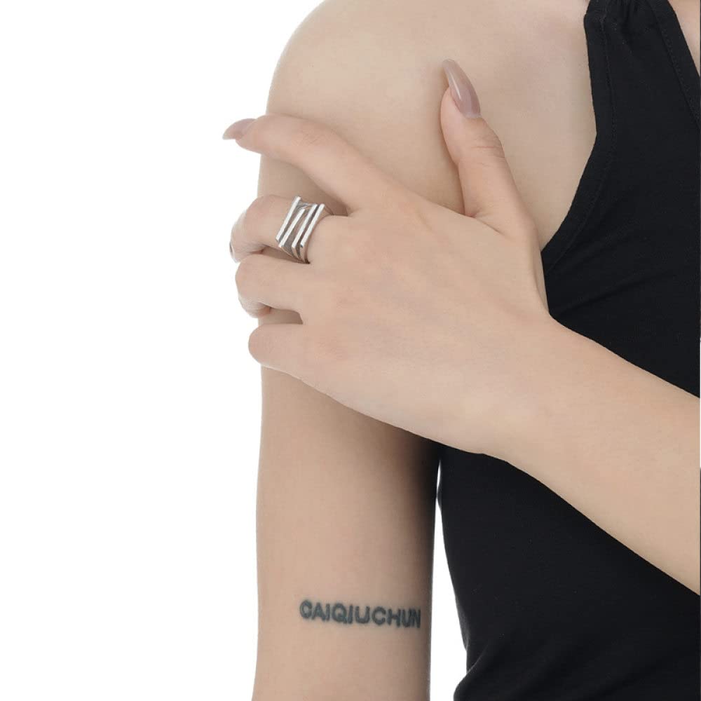 Anelli D'Argento,Anelli Regolabili Per Le Donne Linee Quadrate Anelli Di Eternità A Geometria Multistrato In Argento Sterling 925 Anelli Di Fidanzamento Placcati In Oro Anelli Di Fida