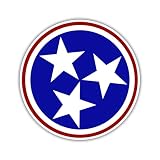 Tennessee State Flag Vinyl Sticker, 4x4 Inches, Waterproof Decal for Home, Windows, Waterbottle, Trucks, Cars, Laptop