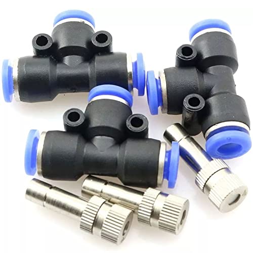 10PCS Buse de Système de Brumisation avec des tés de 6,35 mm, Buse de Pulvérisation de Bruine pour le système de refroidissement extérieur, anti-gouttes Atomiseur Buse, Connexion 6mm ( Size : 0.1MM ) Cover