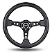 NRG Innovations Steering Wheel Deep Dish 3" Inches Black Leather 350mm (Part: ST006R)