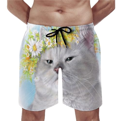 Swim trunk avec poches pour la plage motif chat papillon