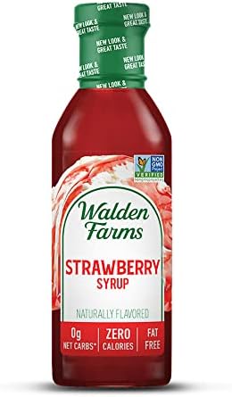 Walden Farms Strawberry Syrup 12 oz Sweet Syrup - Near Zero Fat, Sugar and Calorie - For Pancakes, Waffles, French Toast, Ice Cream, Lemonade, Desserts, Snacks, Appetizers and Many More