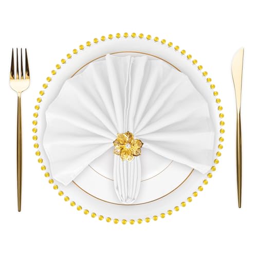 SuperO Set of 120 Cloth Napkins 17 x 17 Inch, Polyester Solid Washable Dinner Napkins with Hemmed Edges,Great for Restaurant, Wedding and Party(White)