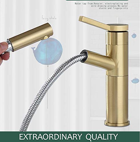 Robinet de lavabo de salle de bain en or brossé luxe monté - 2