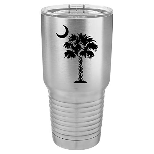 Tumbler Stainless Steel Vacuum Insulated Travel Mug Palmetto Tree South Carolina Palm Moon (Stainless Steel, 30 Oz) #TOP17