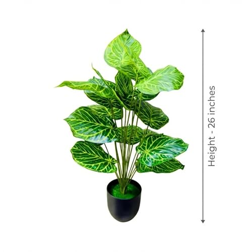 Image of Dekorly Plastic Fake Plants Artificial Floor Plants Large Tropical Palm Tree for Home Decor (Swiss Cheese Plant)