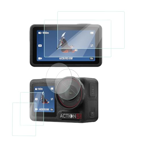 【6枚セッ】For DJI Osmo Action 5 pro フィルム 保護フィルム 強化ガラスフィルム日本旭硝子製 ガラス保護フィルム高透過率 防水 耐油 指紋防止硬度9H DJI Osmo Action 5 pro 液晶保護フィルム(メイン画面用2枚