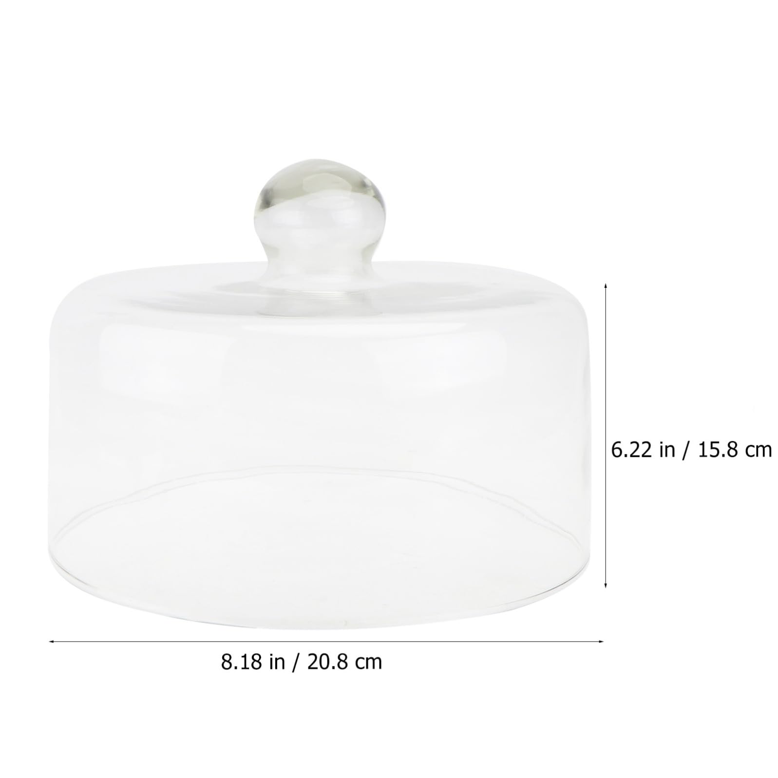 Lurrose Tapa de Vidrio para Alimentos Transparente Cobertura de Alimentos sin Plomo Diámetro 21 CM Cubierta Protectora para Pastelería y Repostería Adecuado para Picnic y Fiestas