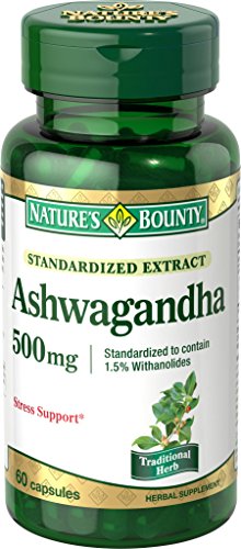 Natures Bounty Ashwagandha 500 mg Standardized Extract Capsules, 60 Count