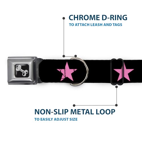 Collier de chien os noir et rose Buckle Down réglable de 15 à 66 cm