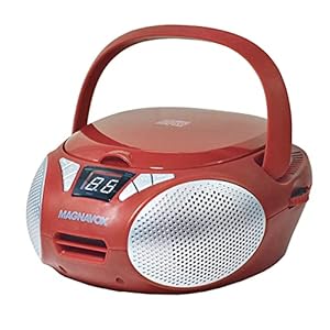 Magnavox MD6924-RD Portable Top Loading CD Boombox with AM/FM Stereo Radio in Red | CD-R/CD-RW Compatible | LED Display…
