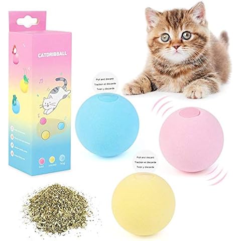 Cat Interactive Toys Squeaky Ball Catnip Toy for Indoor Cats 3 Colors/Set Cat Teasing Training and Playing Ball Pet Sound Toy Cat Dog Throw Toy Cover