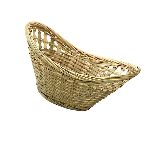 Happyyami 1Pc Woven Ingot Shaped Basket for Decorative Home Storage Premium Handmade Natural Material for Fruits Vegetables and Kitchen Essentials Khaki Color