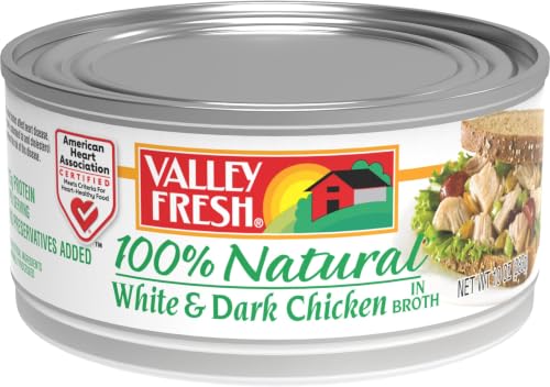 Valley Fresh 100% Natural, White & Dark Chicken in Water, 10 oz (Pack of 5)