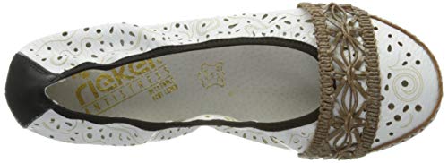 Rieker Women's Loafers Ballet Flat, Beige Combi 64, 5.5 #TOP4